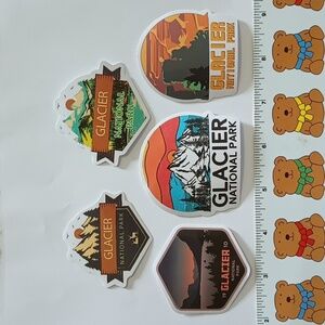 Set of 5 National Park Phone Water Bottle Laptop Tablet Sticker Decal Glacier MT